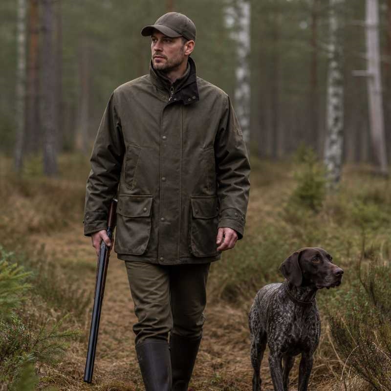 Oxford Blue Kingsbrigde Oliskinsjakke, Caramel på jæger med hund
